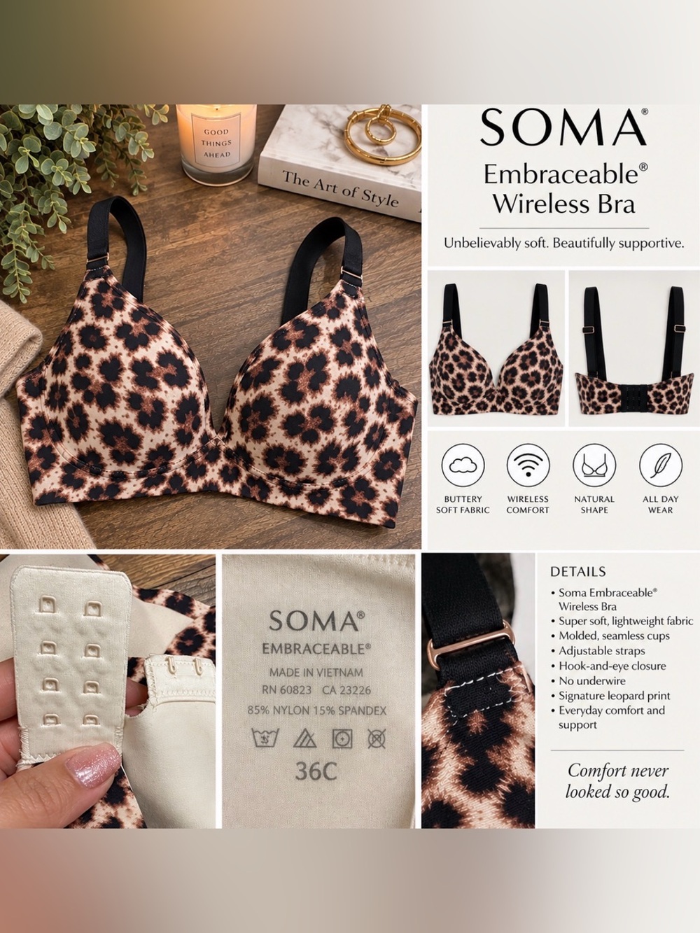 Soma Embraceable Leopard Animal Print Bra